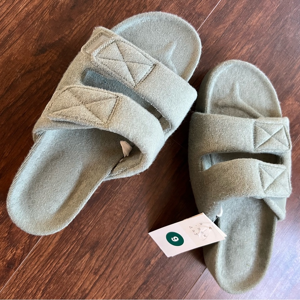 Sage Green Fabric Slides